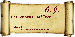 Oszlanszki Jákob névjegykártya